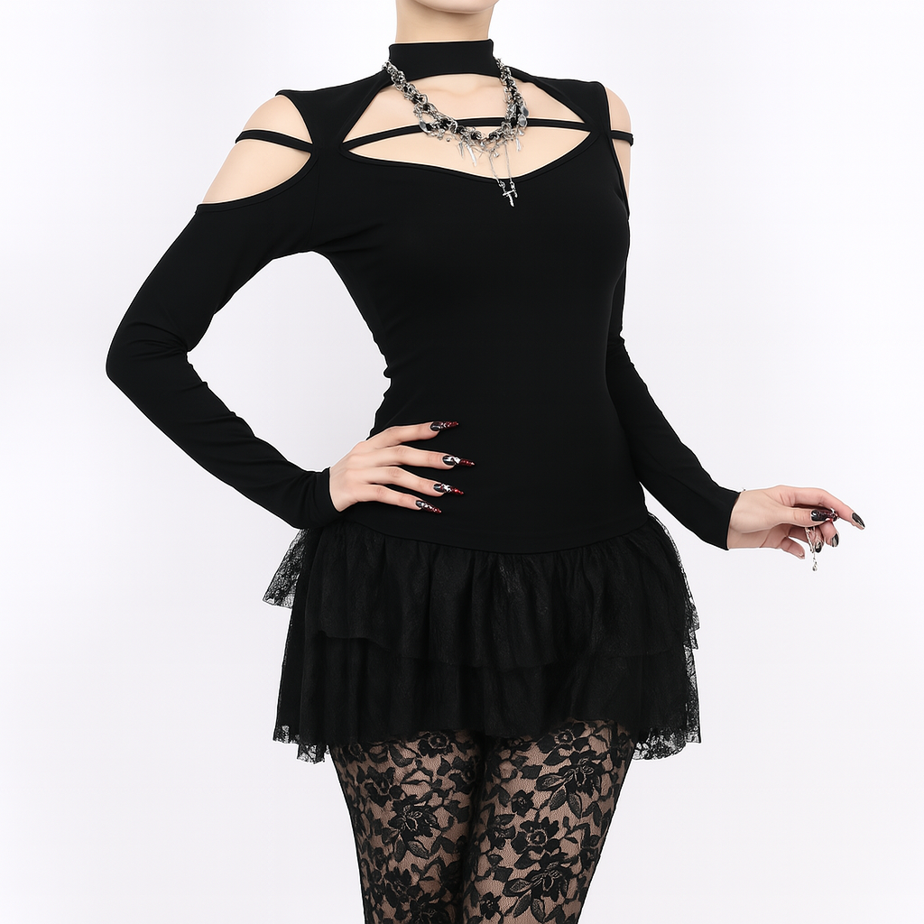 Witchy Cutout Knit Top for Modern Goth Style