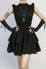 Gothic Witchcore Off-Shoulder Maxi Dress with Ruched Irregular Hem