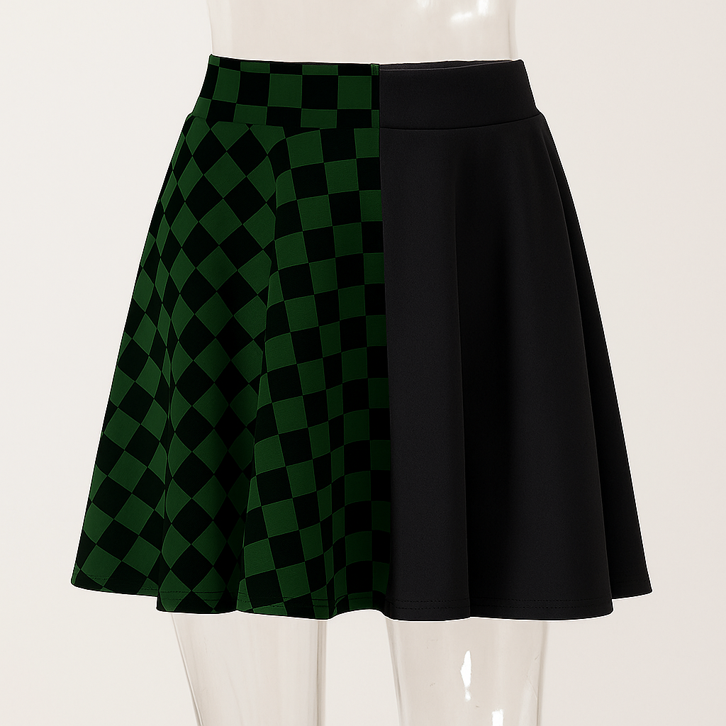 Gothic Houndstooth High Waist Pleated Mini Skirt
