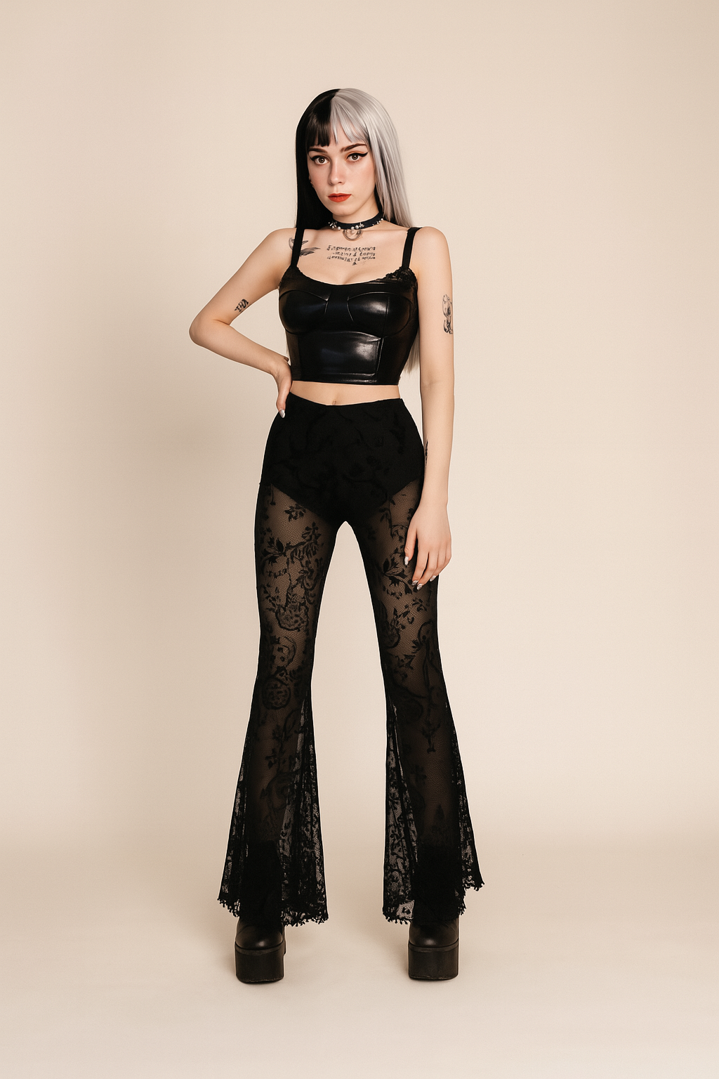 Bohemian Lace Flare Pants for Alternative Fashion