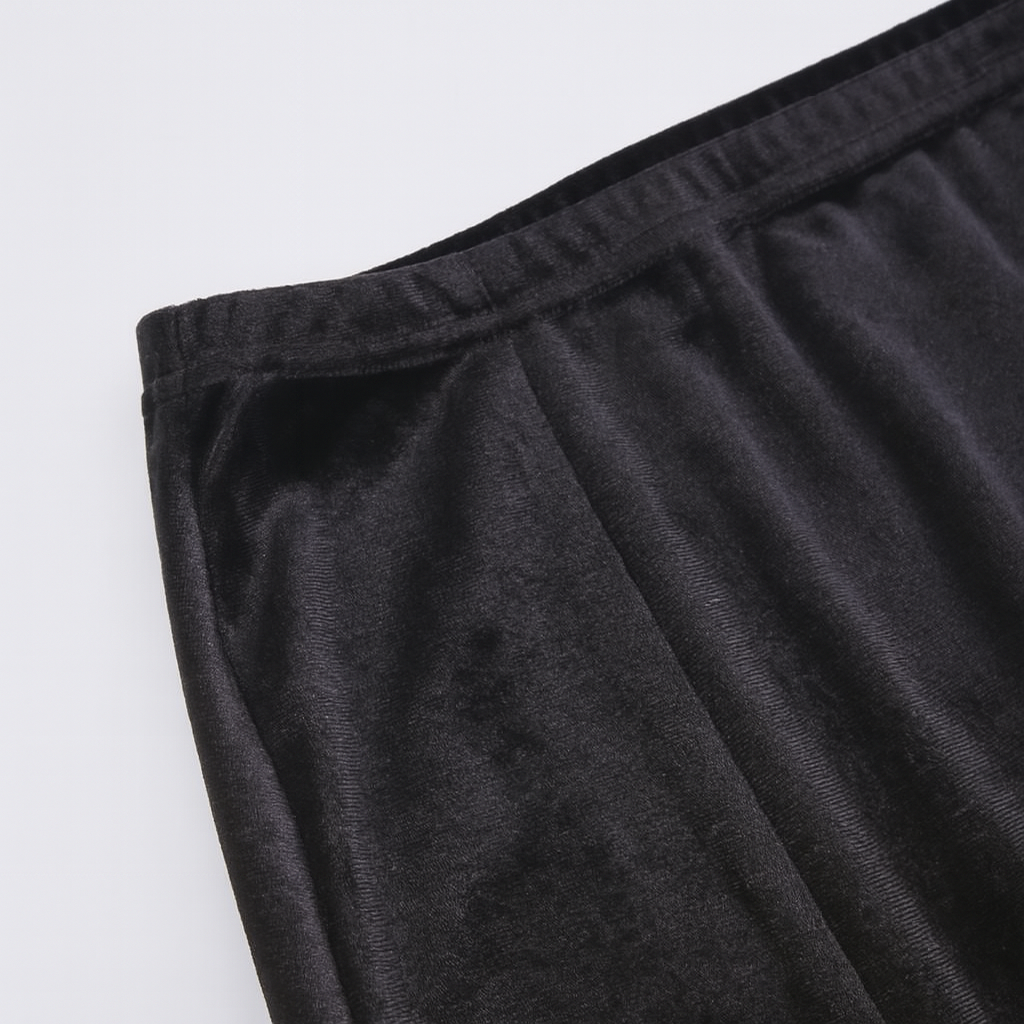 Witchy High Waist Slit Skirt in Black Velvet