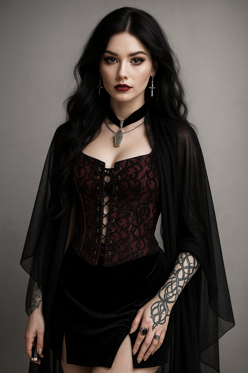 Crimson Lace Corset Vest - Dark Gothic Fashion Top