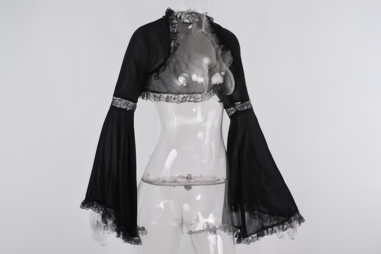 Gothic Lace Bell Sleeve Overlay Top