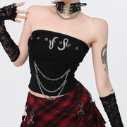 Dark Fashion Snake Buckle Strapless Top