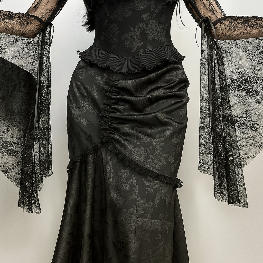 Asymmetrical Mermaid Lace Bodycon Skirt for Gothic Fashion