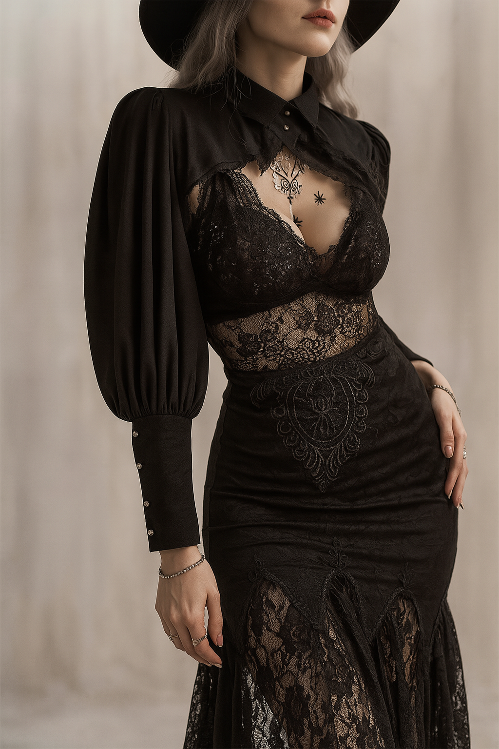 Lace Trimmed Dark Court Style Gothic Top