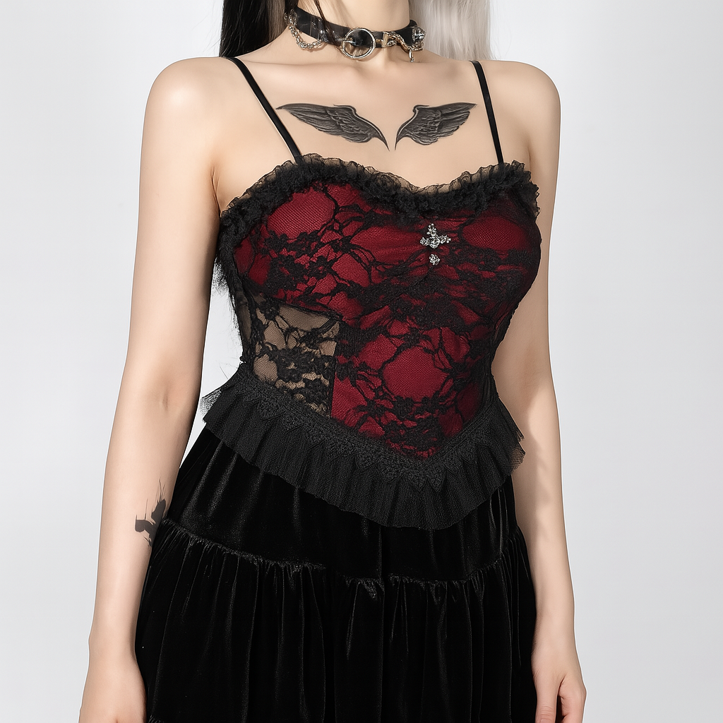 Lace Cross Tank Top for Gothic Fashion Lovers
