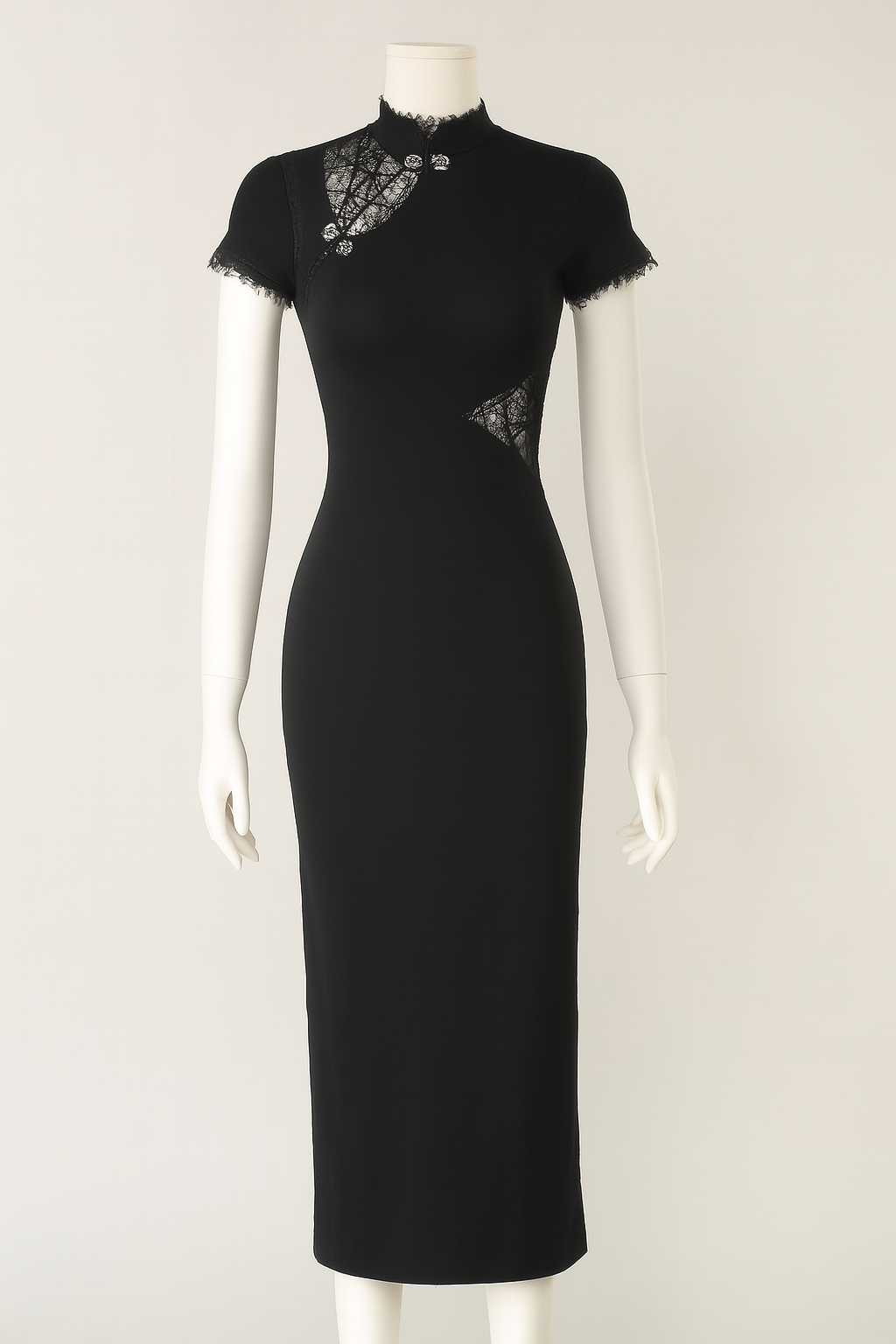 Summer Gothic Spiderweb Slit Dress with Lace Accents