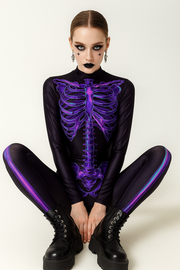 Gothic Skull Print Tracksuit Set – Witchy Style Halloween Apparel