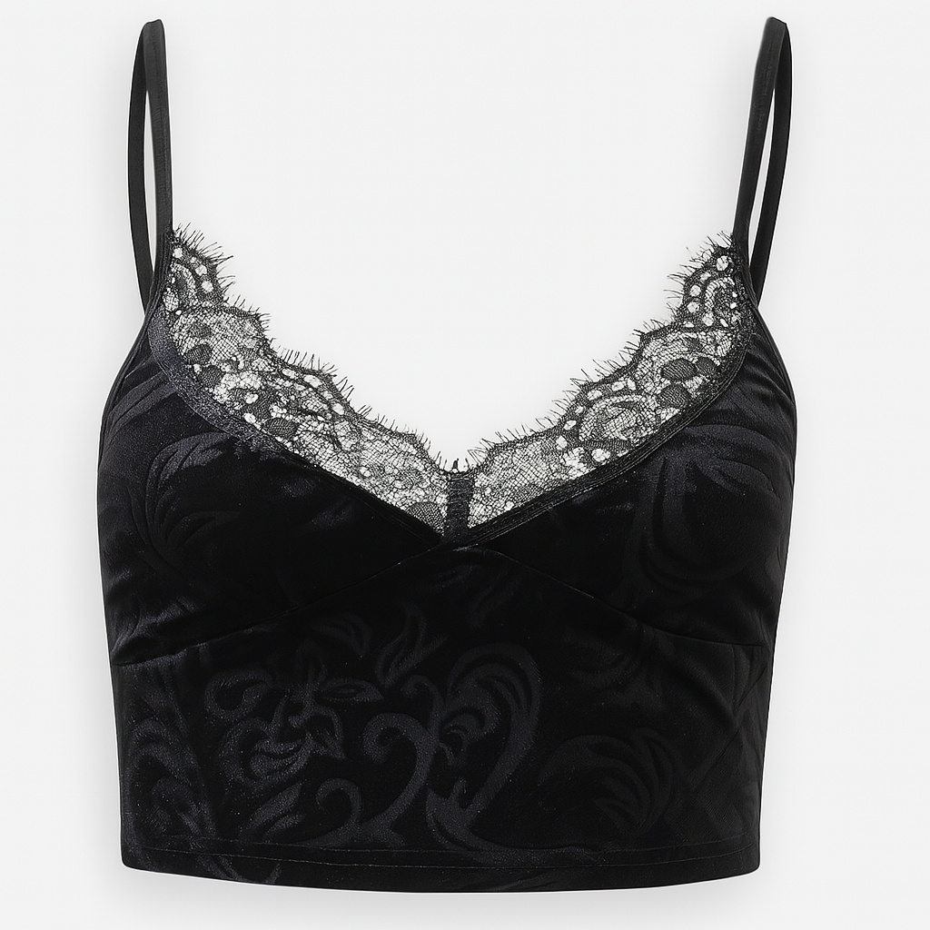 Cropped Lace Gothic Top with Adjustable Straps