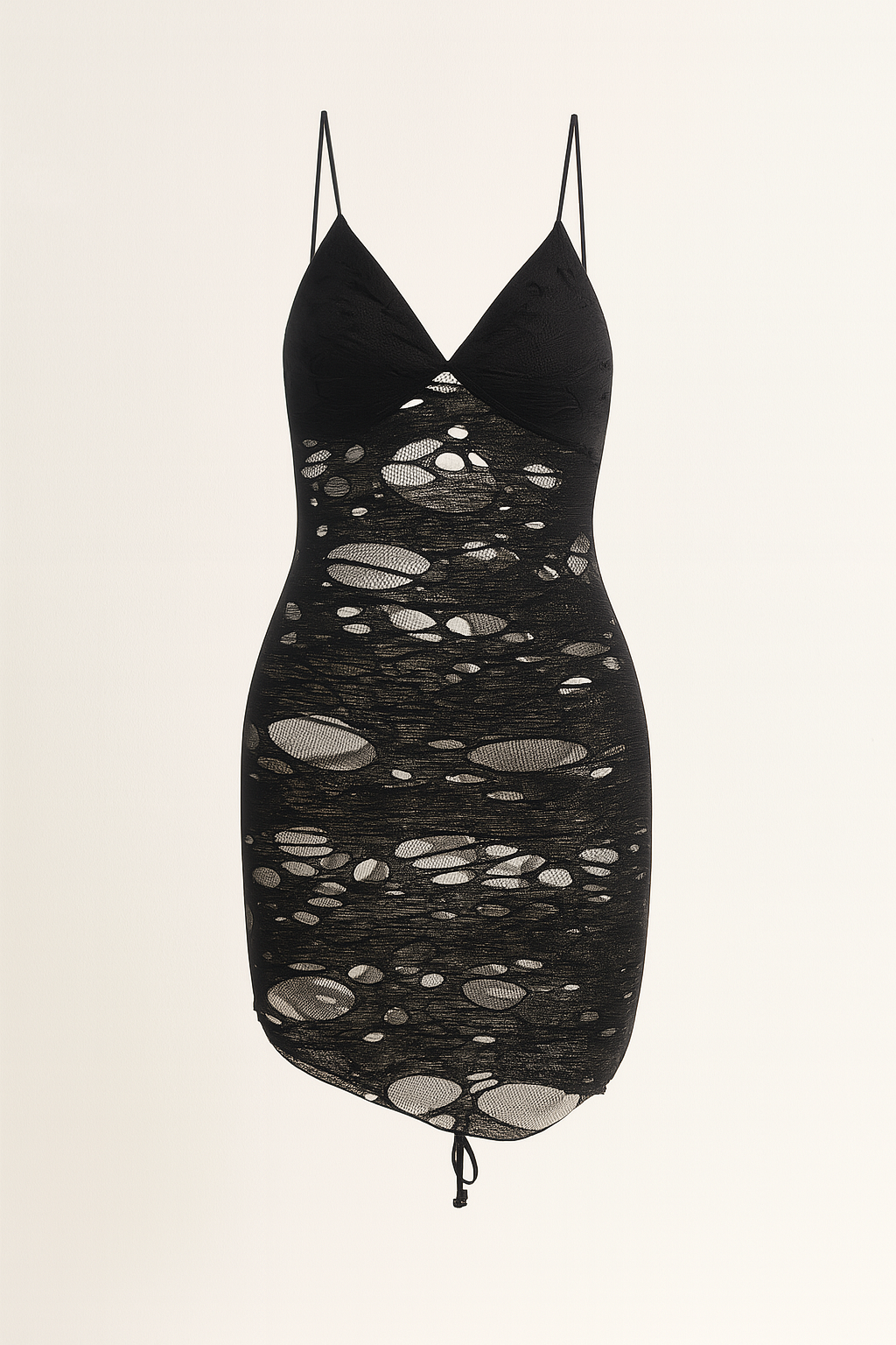 Sheer Torn Gothic Dress with Edgy V-Neckline