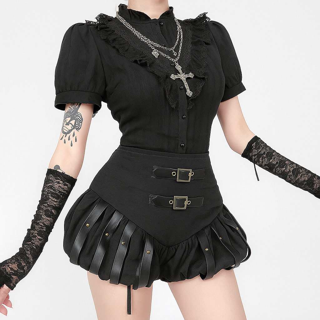 Shadow Lantern Punk Shorts for Gothic Streetwear