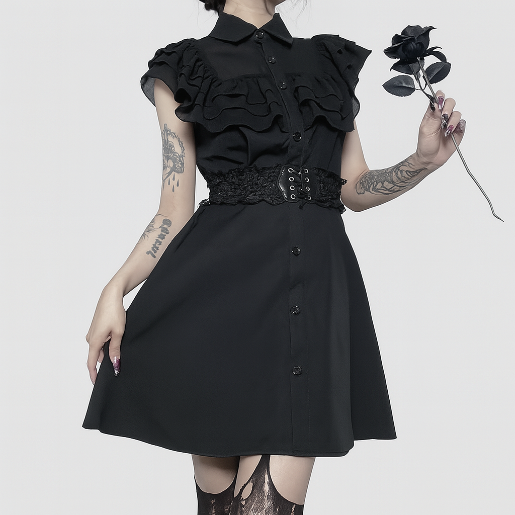 Summer Dark Romantic Ruffle Dress