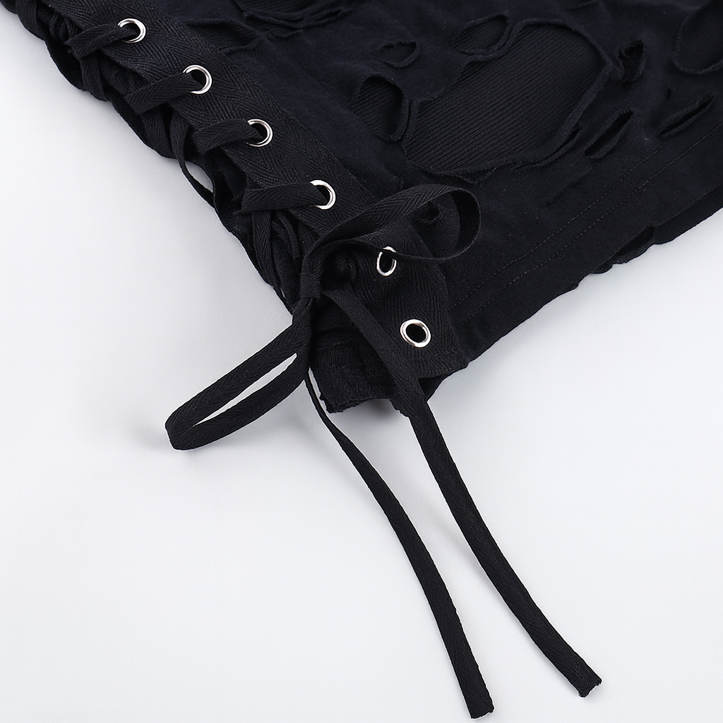 Gothic Sheer Distressed Tank Top for Modern Goth Fashion