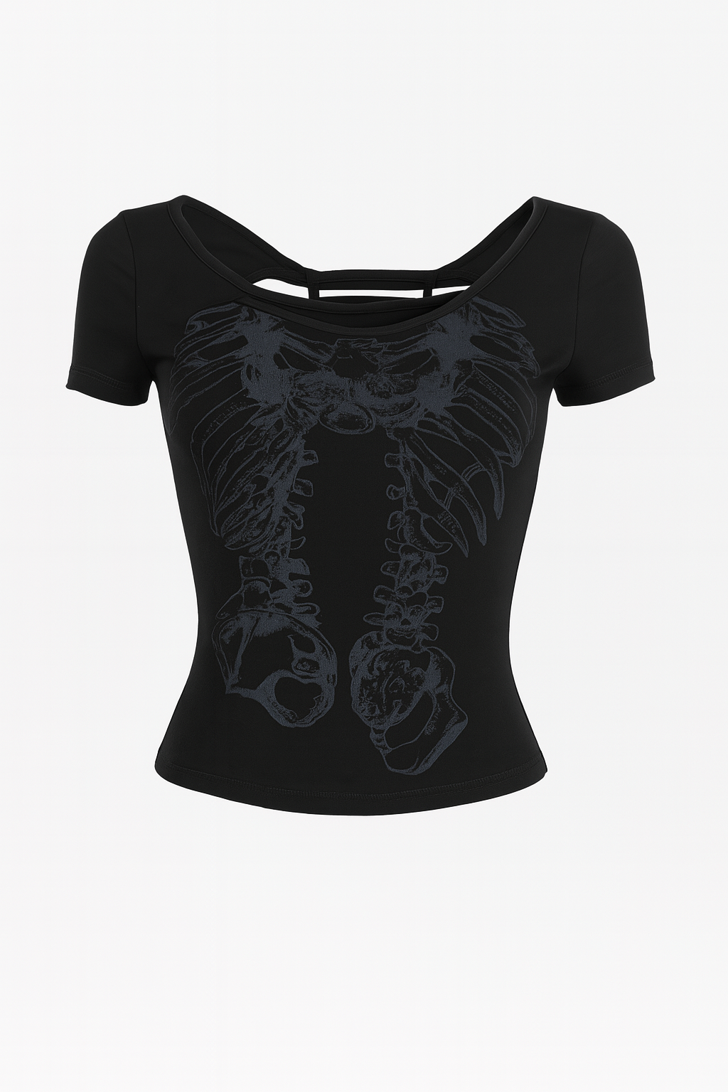 Skull Print Lace-Up Crop Top for Alternative Fashion
