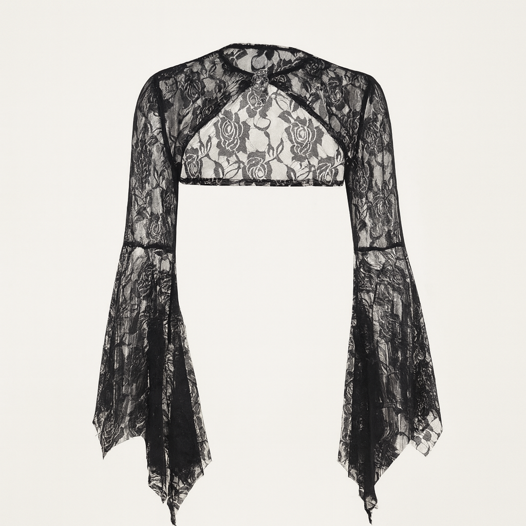 Black Lace Batwing Top for Dark Romantic Style