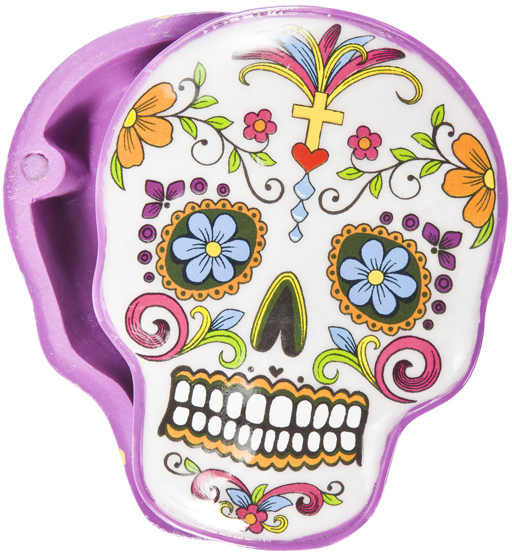 SUGAR SKULL STASH BOX WHITE/PURPLE