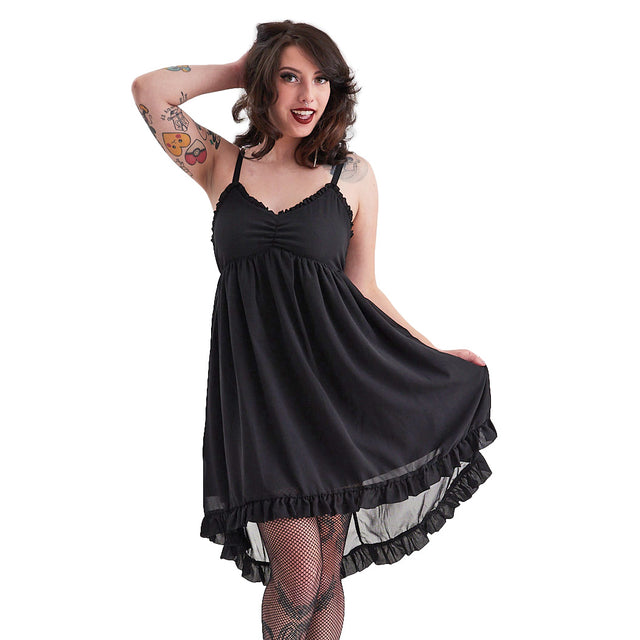 SOURPUSS BLACK HI-LO DRESS