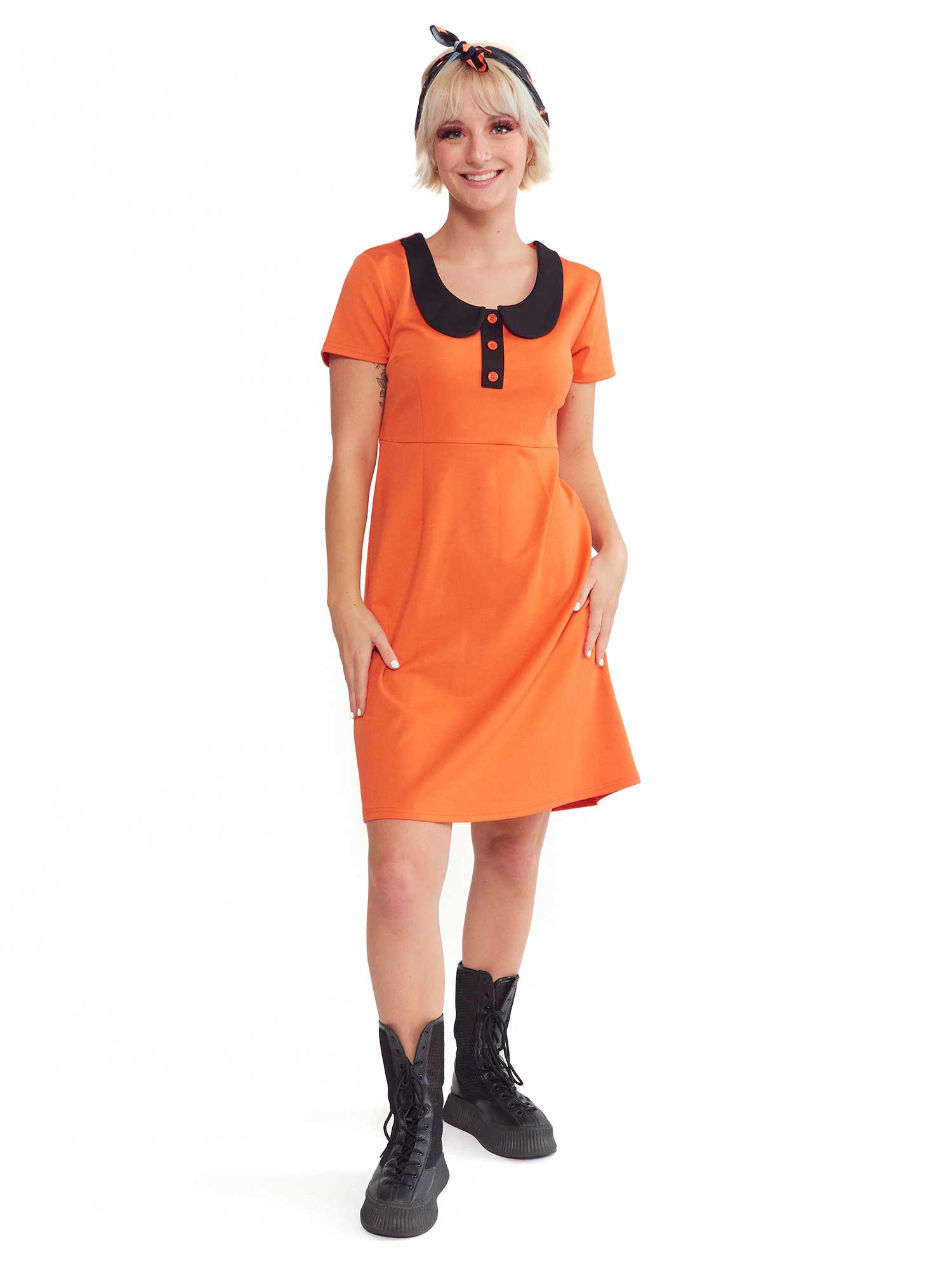 SOURPUSS ORANGE PETER PAN COLLAR DRESS