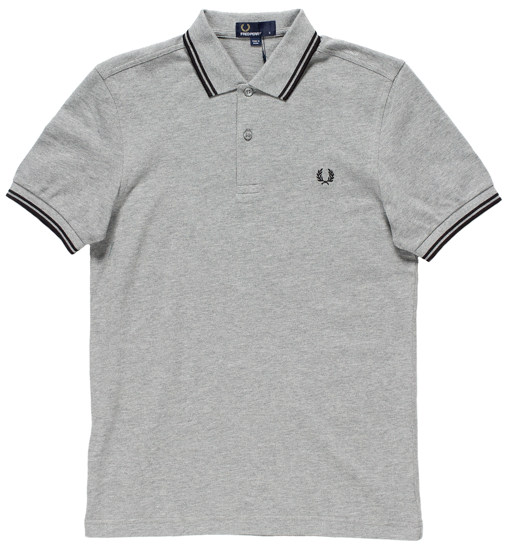 FRED PERRY SLIM FIT TWIN TIPPED POLO SHIRT STEEL MARL / BLK