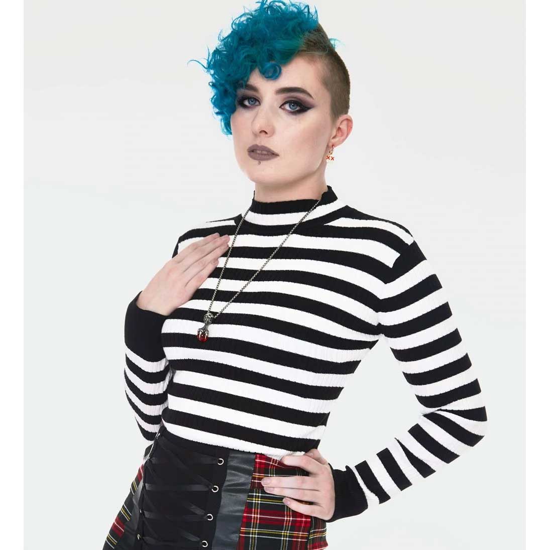 JAWBREAKER MENACE BLK/WHT STRIPED SWEATER