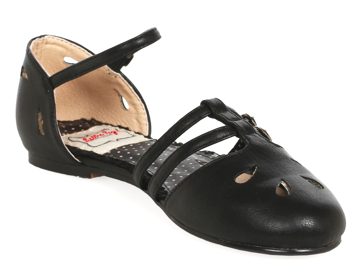 BETTIE PAGE POLLY BUCKLE FLATS BLACK
