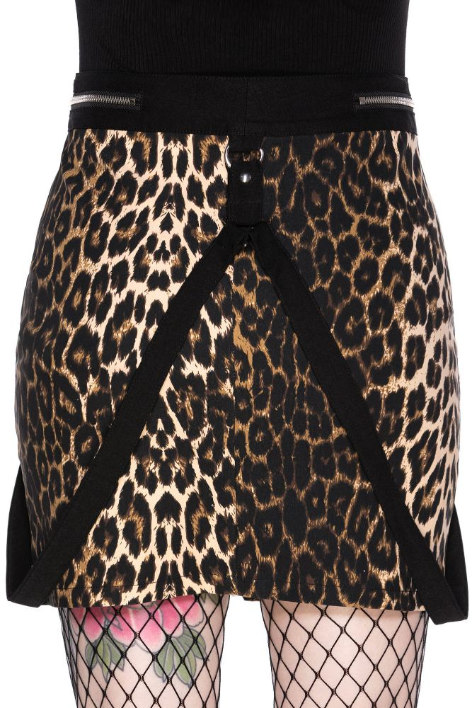 KILLSTAR PRETTY KITTY MINI SKIRT LEOPARD