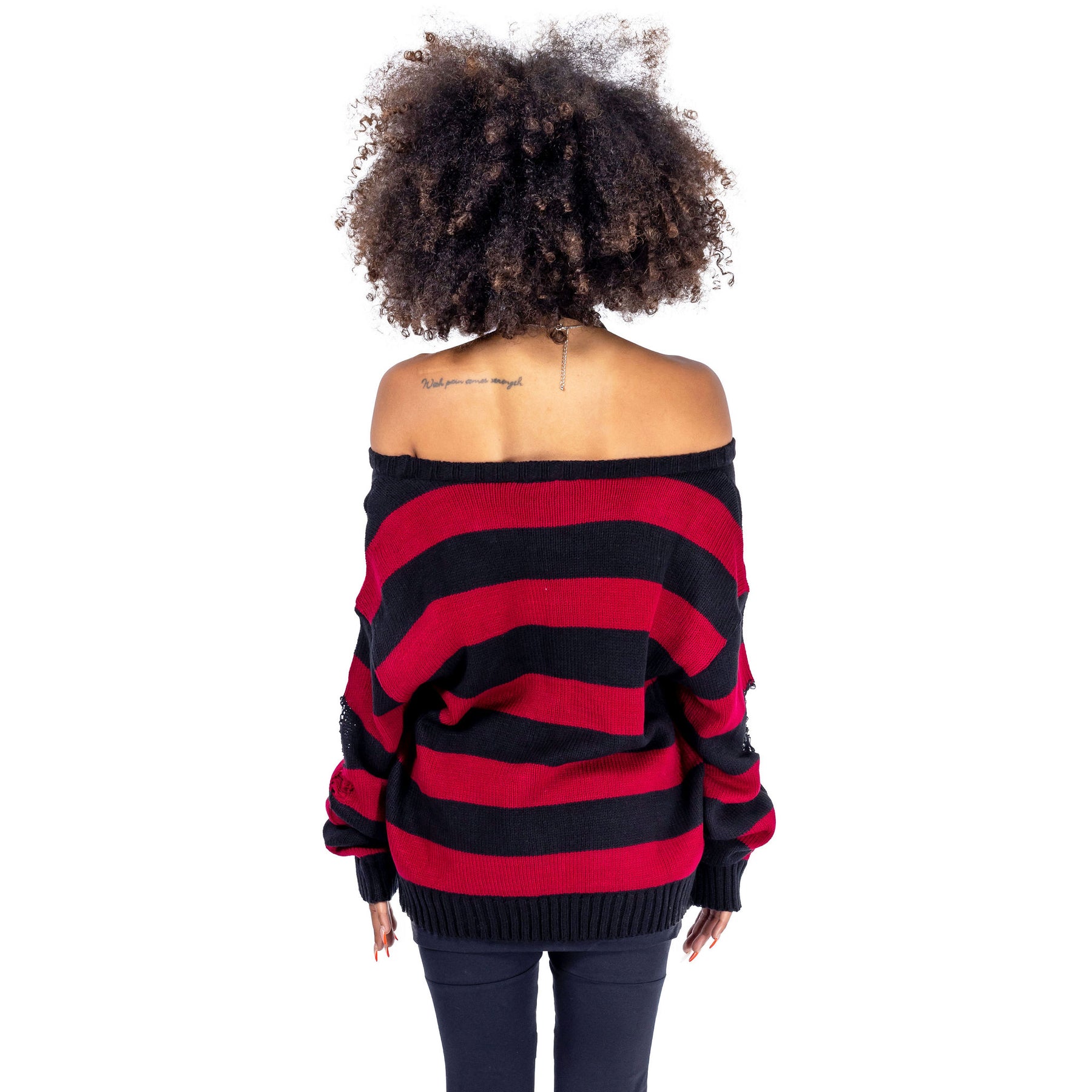 Oversized red and black clearance striped sweater